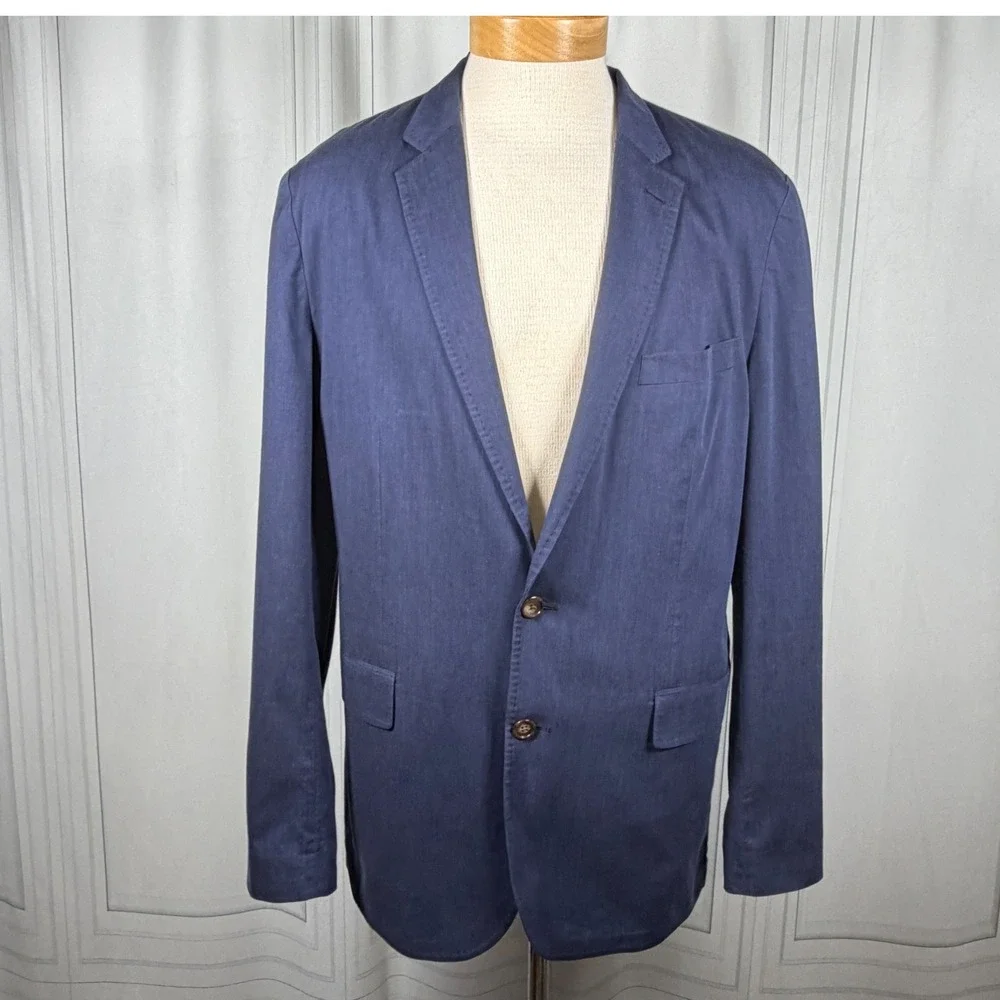 Mens J. Crew Ludlow Somelos Unstructured Stretch Cotton Blazer, Navy Blue 42L